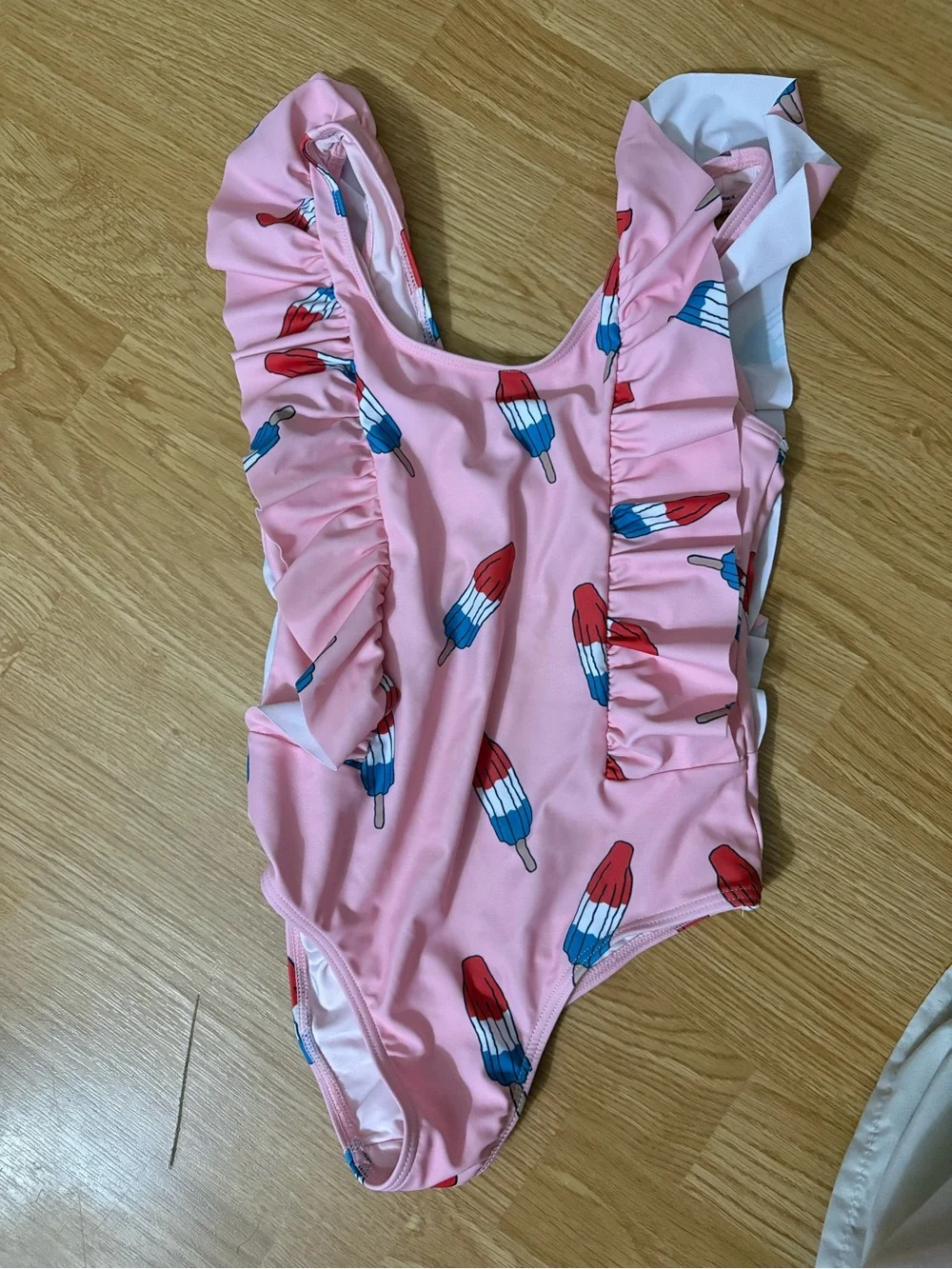 Lola + The Boys Pink Ruffle One-Piece with Popsicle Print